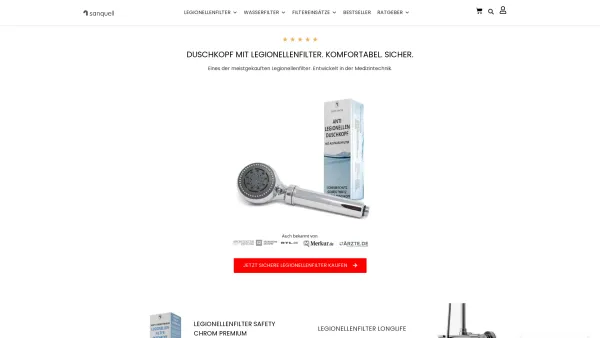 Website Screenshot: Sanquell GmbH Wasser & Wellness - Legionellenfilter und Wasserfilter gegen Schadstoffe | Sanquell - Date: 2023-06-20 10:40:11