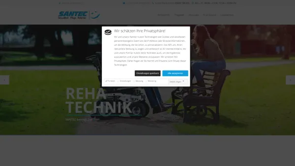 Website Screenshot: SANTEC GmbH -  Product & Service - Startseite | Sanitätshaus SANTEC - Date: 2023-06-20 10:40:11