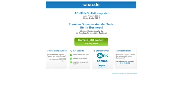 Website Screenshot: Saxu.de die Suchmaschine - saxu.de jetzt kaufen! - Date: 2023-06-20 10:40:11