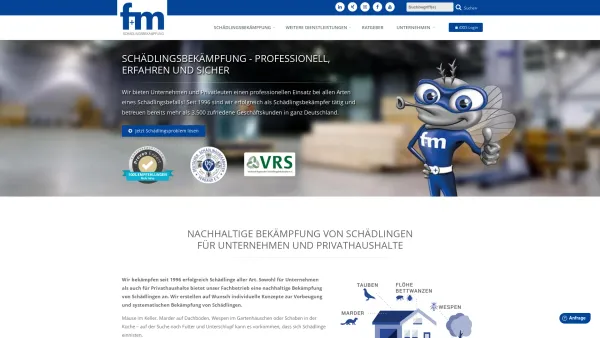 Website Screenshot: F+M Schädlingsbekämpfungs GmbH - Schädlingsbekämpfung & Kammerjäger – zertifiziert & kompetent - Date: 2023-06-20 10:42:25