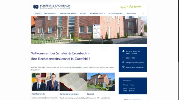 Website Screenshot: Schäfer & Kollegen Rechtsanwälte - Schäfer & Crombach Rechtsanwälte Partnerschaft mbB – Rechtsanwälte und Fachanwälte in Coesfeld - Date: 2023-06-20 10:40:14