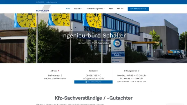 Website Screenshot: GTÜ Gesellschaft für Technische Überwachung Prüfstelle Schaller -  Mehr Service für Sicherheit - TÜV-Prüfstelle | KFZ-Gutachter in Gaimersheim, Ingolstadt und Umgebung - Date: 2023-06-20 10:40:14