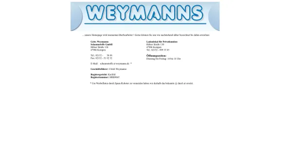 Website Screenshot: Gebr. Weymanns Schaumstoff GmbH - Weymanns Schaumstoffe - Date: 2023-06-20 10:40:14