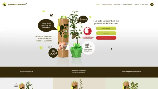 Website Screenshot: SchenkeinBäumchen - SchenkeinBäumchen | Geschenkbäume für wichtigen Momente im Leben - Date: 2023-06-20 10:40:14
