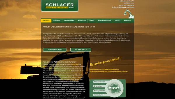 Website Screenshot: Schlager Abbruch & Erdarbeiten GmbH - Abbruch München und Umgebung | Schlager-Erdbau.de - Date: 2023-06-20 10:42:26