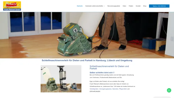 Website Screenshot: Frank Plehnert GmbH Maschinenverleih - Parkett- oder Dielenboden vom Fachmann abschleifen lassen - Date: 2023-06-20 10:40:14