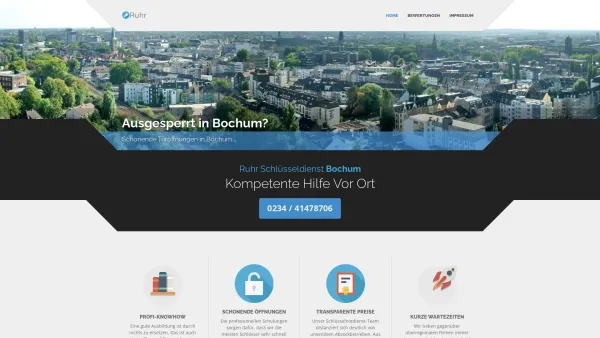 Website Screenshot: Ruhr Schlüsseldienst Bochum - Ruhr Schlüsseldienst Bochum • Keine 29€ Lockvogelpreise - Date: 2023-06-20 10:40:16