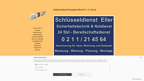 Website Screenshot: Schlüsseldienst und Sicherheitstechnik Eller 21.45.64 - Schlüsseldienst Düsseldorf 0211/21.45.64 Eller - Date: 2023-06-20 10:40:16