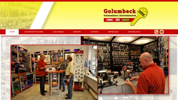 Website Screenshot: Schlüsseldienst-Sicherheitstechnik Heinrich Golumbeck - Golumbeck Sicherheitstechnik und Schlüsseldienst aus Düsseldorf Benrath - Stempel - Schilder - Date: 2023-06-20 10:40:17