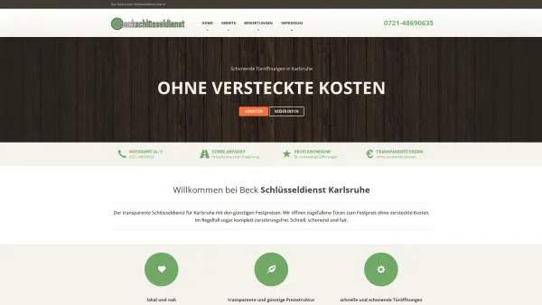 Website Screenshot: Beck Schlüsseldienst Karlsruhe - Beck Schlüsseldienst Karlsruhe • Keine 29€ Lockvogelpreise - Date: 2023-06-20 10:40:17