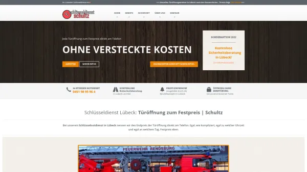 Website Screenshot: Schlüsseldienst Schultz - Schlüsseldienst Lübeck | Festpreis | Partner von Polizei & Feuerwehr - Date: 2023-06-20 10:40:17