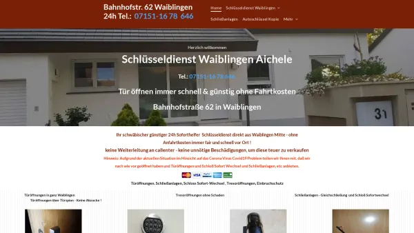 Website Screenshot: Schlüsseldienst Waiblingen Micha 24h Hilfe - 07151-1678646 Schlüsseldienst Waiblingen Festpreise ohne Fahrtkosten - Date: 2023-06-20 10:40:17