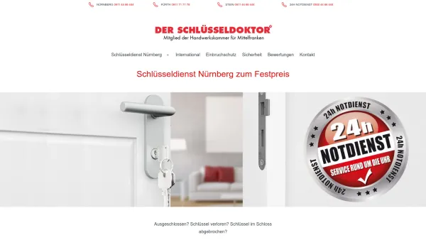 Website Screenshot: Der Schlüsseldoktor - Schlüsseldienst Nürnberg ab 50€ Festpreis Der Schlüsseldoktor - Date: 2023-06-20 10:42:26