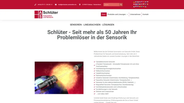 Website Screenshot: Schlüter Automation und Sensorik GmbH -  Die Lösung: Schlüter - Startseite - Schlüter - Ihre Lösung für Sensorik und Robotik - Date: 2023-06-20 10:40:17