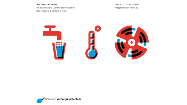 Website Screenshot: Heinz Schmalen GmbH - Schmalen Versorgungstechnik | Bad, Heizung & Lüftung in Köln. - Date: 2023-06-20 10:40:17
