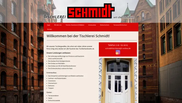Website Screenshot: F. & J. Schmidt, Tischlerei Hamburg Niendorf - Tischlerei Schmidt in Hamburg-Niendorf - Ihr Spezialist in und im Haus - Date: 2023-06-20 10:40:17