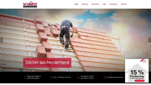 Website Screenshot: Holger Schmitz GmbH -  Dächer aus Meisterhand - Dächer aus Meisterhand - Dachdeckerei Holger Schmitz Dietzenbach - Date: 2023-06-20 10:40:17