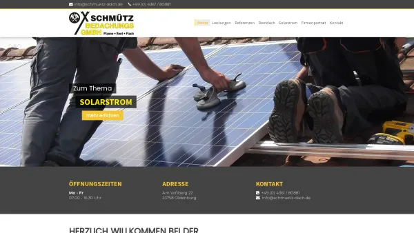 Website Screenshot: Schmütz Bedachungs GmbH - Home - schmuetz-dach.de - Date: 2023-06-20 10:40:17