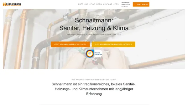Website Screenshot: Schnaitmann Sanitär + Heizung -  Badgestaltung, Heizungstechnik, Notdienst, Klima+Lüftung, Wasseraktivierung, umweltfreundliche Te - Schnaitmann GmbH | Sanitär, Heizung & Klima - Date: 2023-06-20 10:40:17