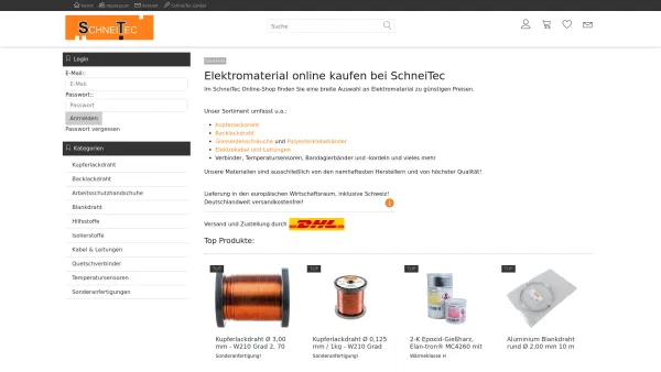 Website Screenshot: SchneiTec GmbH - SchneiTec-Shop.com: Elektromaterial günstig online kaufen - Date: 2023-06-20 10:42:26