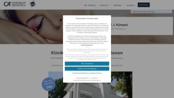 Website Screenshot: Privatklinik Chirurgia Ästhetica - Schönheitschirurgie Berlin | Ästhetische Chirurgie Dr. Kümpel - Date: 2023-06-20 10:40:20
