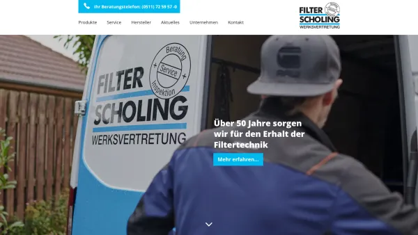 Website Screenshot: Scholing GmbH · Werksvertretung - Filter-Scholing - Ihr Partner für Filter & Service in Langenhagen - Date: 2023-06-20 10:40:20