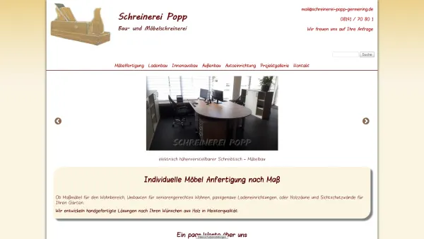 Website Screenshot: Schreinerei Popp Germering - Schreinerei Popp Germering | Individuelle Möbel nach Maß - Date: 2023-06-20 10:42:26