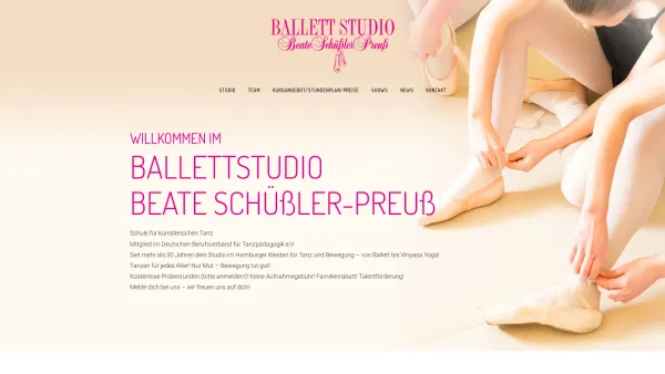 Website Screenshot: Ballettstudio-Beate Schüßler-Preuß - Ballettstudio Beate Schüßler-Preuß – Tanz und Yoga in Hamburg West - Date: 2023-06-20 10:40:20