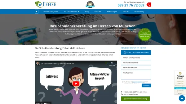 Website Screenshot: Schuldnerberatung Fehse - Schuldnerberatung in München - Schneller schuldenfrei! - Date: 2023-06-20 10:40:20