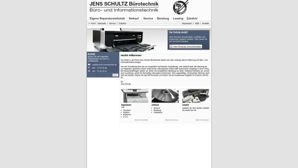 Website Screenshot: Bürotechnik Jens Schultz - Schultz Bürotechnik - Startseite | drucker, reparaturen, software - Date: 2023-06-20 10:40:20