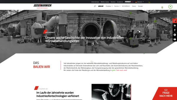 Website Screenshot: SECO/WARWICK GERMANY - SECO/WARWICK - Hersteller von Wärmebehandlungsöfen und -anlagen - Date: 2023-06-20 10:42:26