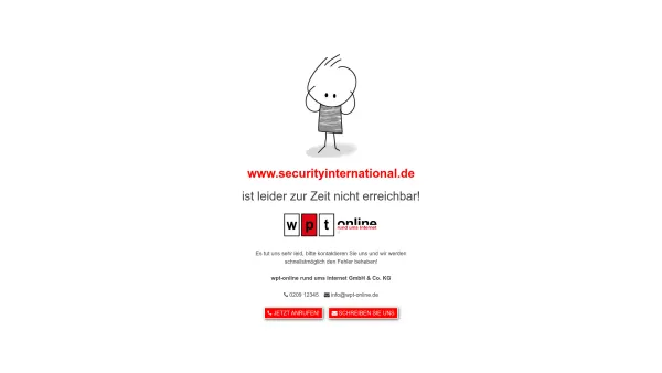 Website Screenshot: Security International - Die Domain ist zur Zeit nicht erreichbar! - wpt-online rund ums Internet GmbH & Co. KG - Date: 2023-06-20 10:40:22