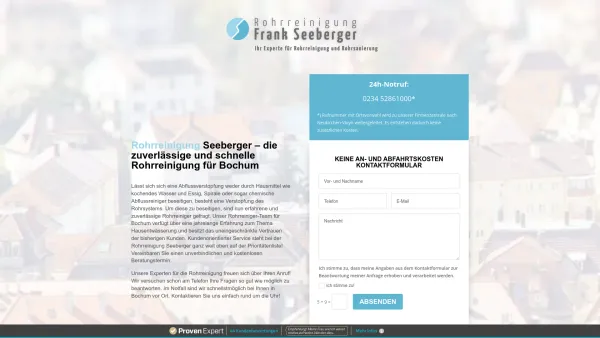 Website Screenshot: Rohrreinigung Frank Seeberger - FRANK SEEBERGER - Ihre Rohrreinigung für Bochum - Date: 2023-06-20 10:42:26