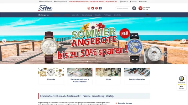 Website Screenshot: SELVA TECHNIK GmbH & Co. KG - Uhren, Uhrwerke & Bastelbedarf | Selva - Date: 2023-06-20 10:40:22