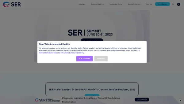 Website Screenshot: SER Solutions Deutschland GmbH - Enterprise Content Management | ECM Software - SER Group - Date: 2023-06-20 10:40:23