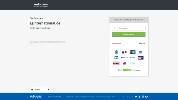 Website Screenshot: SG International - sginternational.de steht zum Verkauf - Sedo GmbH - Date: 2023-06-20 10:40:23