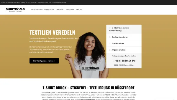 Website Screenshot: Shirtbomb Textildruck & Stickerei - Textildruck in Düsseldorf, T-Shirts bedrucken & mehr - Date: 2023-06-20 10:40:23