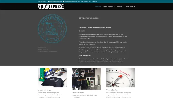 Website Screenshot: SHIRTEXPRESS -  feine Textildrucke - Shirtexpress | Individualisierung in Stuttgart - Date: 2023-06-20 10:40:23