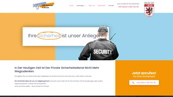 Website Screenshot: Sicherheit-Hessen.de - Home | Jetzt unverbindlich Kontakt aufnehmen | HSP Sicherheit & Service GmbH - Date: 2023-06-20 10:40:23