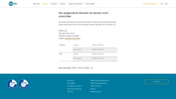 Website Screenshot: Sieger Reparaturdienste - Informationsseite - DENIC eG - Date: 2023-06-20 10:40:25