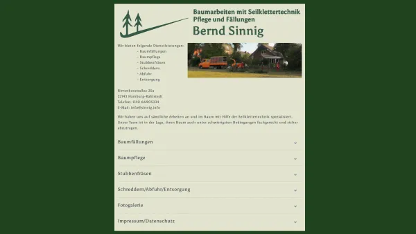 Website Screenshot: Bernd Sinnig Baumpflege - Baumpflege Bernd Sinnig - Date: 2023-06-20 10:40:25