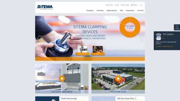Website Screenshot: SITEMA GmbH & Co. KG -  Fangen, Halten, Fixieren, Klemmen - SITEMA - Clamping Heads - Date: 2023-06-20 10:40:25