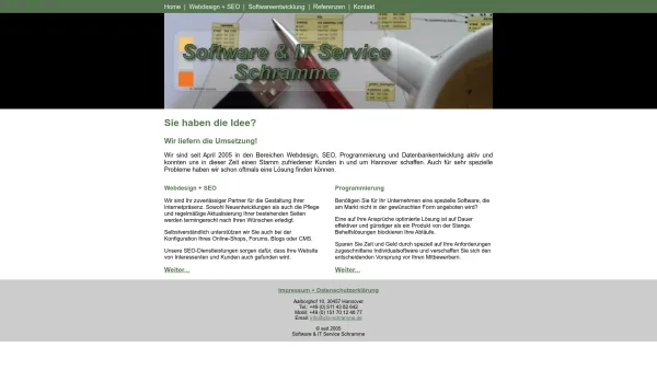 Website Screenshot: Software & IT Service Schramme - Webdesign und Softwareentwicklung, SITS Hannover - Date: 2023-06-20 10:40:25
