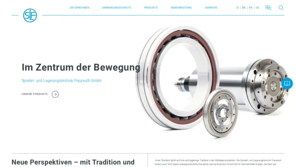 Website Screenshot: Spindel- und Lagerungstechnik Fraureuth GmbH -  Wälzlager, Werkzeugmaschinenspindel - Spindel- und Lagerungstechnik Fraureuth – SLF Fraureuth - Date: 2023-06-20 10:40:25