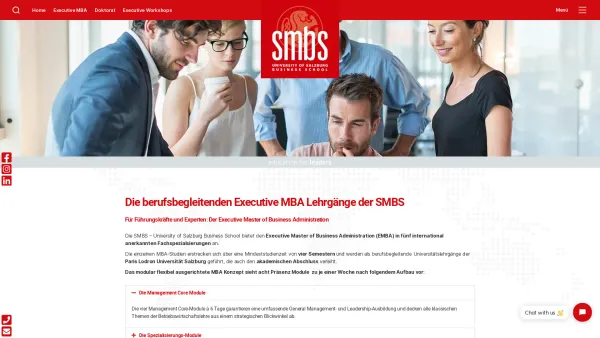 Website Screenshot: SMBS University Business School - Executive MBA an der SMBS Salzburg | 8 Internationale MBA's - Date: 2023-06-20 10:40:25