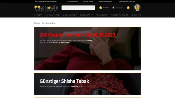 Website Screenshot: Smoking-Shisha.de - Shisha Shop » Wasserpfeife, Tabak & Zubehör - Smoking-Shisha.de - Date: 2023-06-20 10:40:25