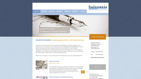 Website Screenshot: Solventia - Inkasso -  Gläubigerschutz  und Kreditsicherung im In- und Ausland - Start Solventia Inkasso - Forderungsprävention und Kreditsicherung - Date: 2023-06-20 10:40:26