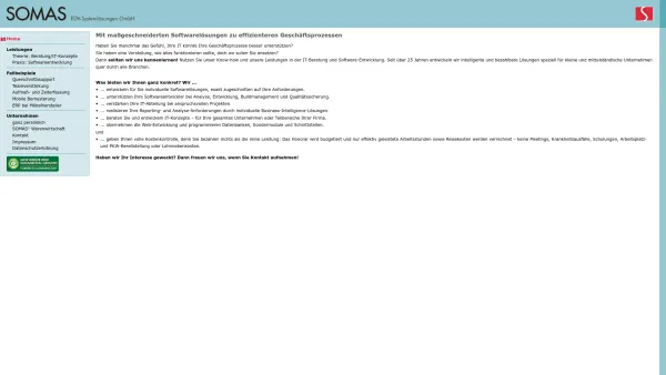 Website Screenshot: SOMAS EDV-Systemlösungen GmbH - Software und IT-Beratung SOMAS EDV-Systemlösungen GmbH - Date: 2023-06-20 10:40:28