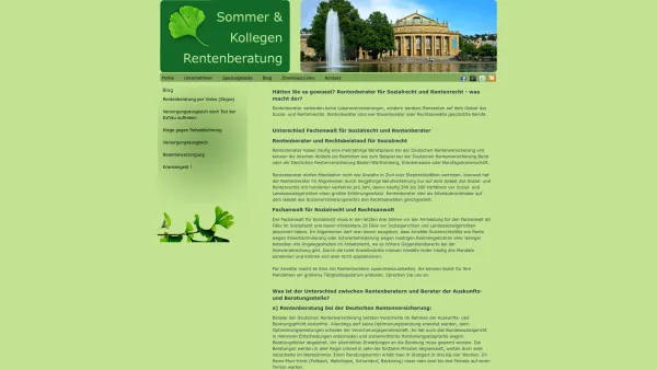 Website Screenshot: Rentenberater Sommer, Diamantis und Kollegen - Rentenberater | Sozialrecht | Rentenrecht | Stuttgart - Date: 2023-06-20 10:40:28