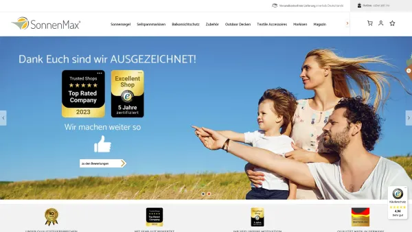 Website Screenshot: Sonnenmax GmbH - Sonnenschutz vom Experten für Sonnenschutzsysteme ☀️ Sonnenmax - Date: 2023-06-20 10:42:28